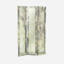 Mirrored screen by Serge Roche, c. 1950, antiqued mirrored glass, silvered paper over wood, sold Nov 2021