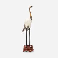 Untitled (stork) by J. Antony Redmile, c. 1975, bone, horn, wood, nacre, agate, sold Nov 2021