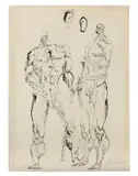 Deux géants by Pablo Picasso, 1905, Encre de Chine sur papier, sold Nov 2017