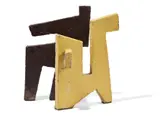Maquette pour sculpture, 1974 by René Roche, Sculpture en béton jaune et marron, sold Sep 2017