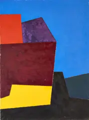 Composition by René Roche, Acrylique sur toile, sold Sep 2017