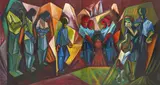 Composition, 1969 by René Roche, Acrylique sur isorel, sold Sep 2017