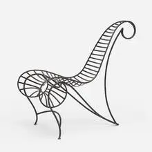 Rare Spine chair by André Dubreuil, 1986, hand-forged and welded steel, sold Aug 2021