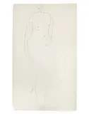 Nu assis by San Yu ou Chang Yu, Crayon sur papier, sold Nov 2017