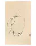 Personnage assis de dos by San Yu ou Chang Yu, Encre sur papier, sold Nov 2017
