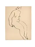 Nu assis de profil by San Yu ou Chang Yu, Encre sur papier, sold Nov 2017