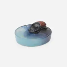 Beetle vide-poche by Amalric Walter, c. 1920, pâte de verre, sold Apr 2021