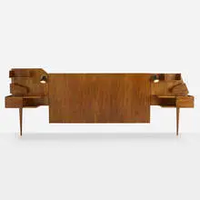 King size headboard from a New York interior by Thierry Despont by Gio Ponti, 2014, walnut, sold Apr 2021