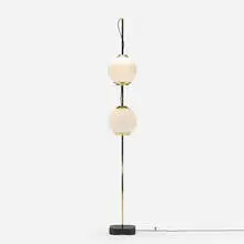 Doppio Pallone floor lamp, model Lte 10 by Luigi Caccia Dominioni, 1958, brass, frosted glass, marble, sold Aug 2018