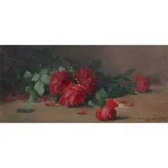 Still Life with Roses by Sarah Bender de Wolfe, oil on canvas affixed to board, sold Oct 2026