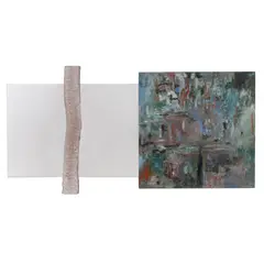 Psalm #82 by David Trowbridge, 1987, mixed media with oil on canvas affixed to panels and wood detail, sold Oct 2026
