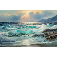 Coastal Waves by Alexander Dzigurski, oil on canvas, sold Oct 2026