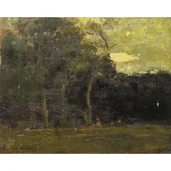 Landscape at Sunset by Karl Schmidt, 1915, oil on board, sold Oct 2026