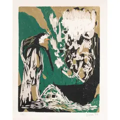 La Mer Ibis by Asger Jorn, 1972, woodcut, sold Oct 2026