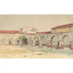 Mission View by Elmer Wachtel, 1892, watercolor, sold Oct 2026