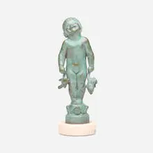 Frog Baby by Edith Barretto Stevens Parsons, bronze, pink granite, sold Nov 2020