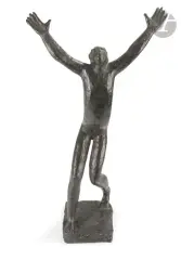 Homme debout les bras levés by Louis Derbré, Épreuve en bronze, sold Oct 2026