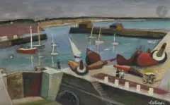 Les Bouées rouges, Granville by Robert Lotiron, Gouache sur papier, sold Oct 2026
