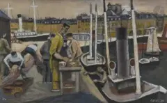 Les Mareyeurs à Dieppe by Robert Lotiron, 1964, Gouache sur papier, sold Oct 2026