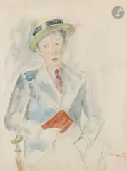 Jeune homme au canotier by Kostia Terechkovitch, Aquarelle, sold Oct 2026