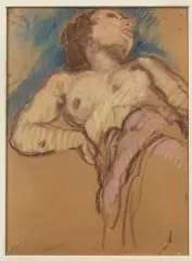 Nu renversé [Mademoiselle Reynaud] by Pierre Combet-Descombes, 1937, Pastel sur papier brun, désigné du nom du modèle et datée en bas à droite, sold Oct 2026