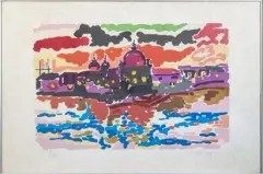 Italie, Venise, La Salute by Charles Lapicque, 1955, Lithographie en couleurs sur papier Japon, sold Oct 2026
