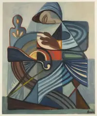 Femme au rouet by Robert Pernin, Gouache, sold Oct 2026