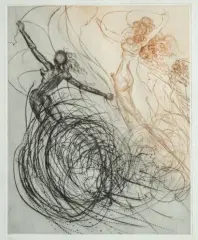 Femme dans les vagues, de la suite Les Hippies, 1969/1970 by Salvador Dalí, Pointe sèche, eau-forte et aquatinte, sold Oct 2026