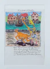 Radase et Ripolin by Robert Combas, 1983, Technique mixte, pastel, mine de plomb, feutre, sur traits de stylo à encre noire, sold Oct 2026