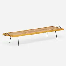 coffee table by Ross Littell and Douglas Kelley William Katavolos, 1949, birch, enameled steel, sold Aug 2020