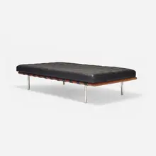 daybed by Ludwig Mies van der Rohe, leather, walnut, stainless steel, sold Aug 2017