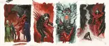 REQUIEM CHEVALIER VAMPIRE - TOME 3 by Olivier Ledroit, Encre de Chine, crayon, gouache et encre de couleur pour 4 cases de la double-planche 37-38 de cet album publié en 2002 , sold Apr 2016