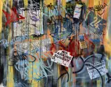 SANS TITRE by Sonic, 2013, Peinture aérsol, acrylique et collages sur toile, sold Feb 2016