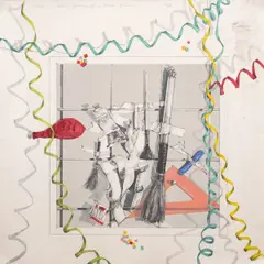 Small Drawing at a Festive Occasion by Lorraine Shirkus, 1983, lithograph, sold Oct 2026