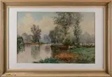 Paysage à l'étang by Auguste Allongé, Aquarelle, sold Mar 2020