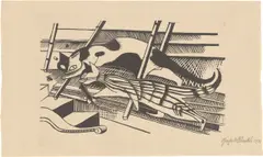 Die Katzen by Gerhard Marcks, 1921, Holzschnitt auf dünnem rauem Papier, sold Jan 2026