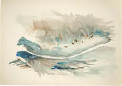 Ohne Titel (Darstellung von Kaiserswerth) by Gerhard Hoehme, 1957, Aquarell auf Papier (beidseitig bearbeitet), sold Jan 2025