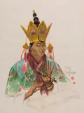 Lama du monastère de Phari Jong by Léa Lafugie, Aquarelle et rehauts de gouache, sold Jun 2016