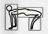 This is Shahnoza in 3 parts 03 by Julian Opie, 2008, Flocage sur acrylique en 3 parties, sold Dec 2016