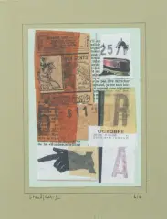L/4 by Raymond Grandjean, 1992, Collage de papiers découpés sur papier vert collé sur papier blanc, sold Oct 2026