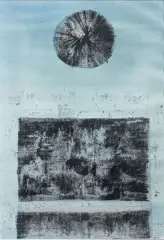 Sans titre [Composition noire et bleue] by Raymond Grandjean, Aquarelle et encre sur papier monté sous passe partout noir, sold Oct 2026