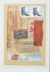 I/10 by Raymond Grandjean, 1992, Collage de papiers découpés sur papier craft collé sur papier blanc et sur fond vert, sold Oct 2026