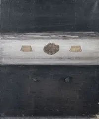 À la limite III by Raymond Grandjean, Huile et collage de papiers découpés sur toile, sold Oct 2026