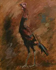 Rooster by Basil Blackshaw, oil on board, offered Oct 2026