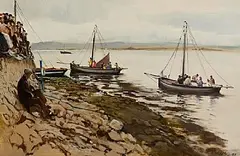 Regatta Day, Roundstone by Cecil Maguire, 1989, oil on board, sold Oct 2026