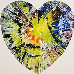 Heart - Spin Painting by Damien Hirst British, acrylic on card, sold Oct 2026