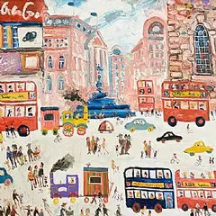 Piccadilly, London by Simeon Stafford, oil on board, sold Oct 2026