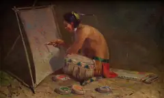 Indian Artist by Herbert M. Herget, oil on board, sold Sep 2017