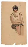 Portrait d'une femme à la blouse blanche - Circa 1920-1930 by San Yu ou Chang Yu, Aquarelle et encre sur papier, sold Dec 2016