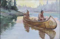 Return from the Hunt by John Hauser, watercolor and pencil on paper, sold Sep 2023